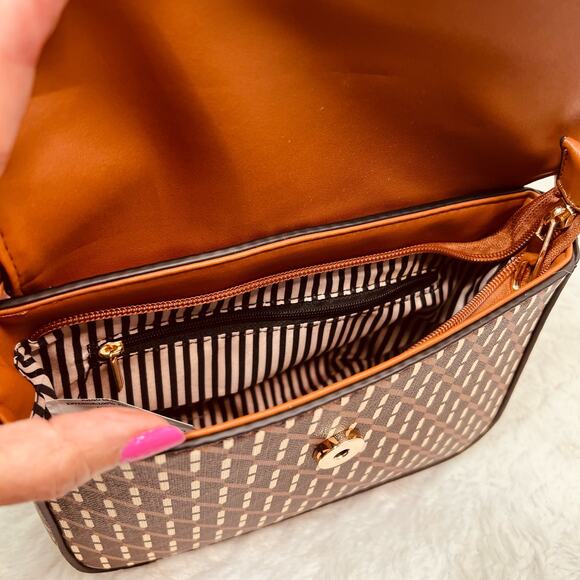 Brown Faux Leather Cross Body Mini Shoulder Bag - Picture 10 of 11